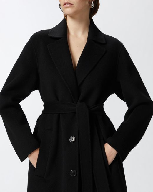 Pinko Black Long Double-layered Cloth Coat With Belt