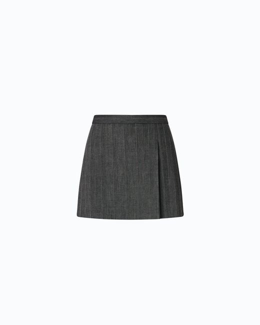 Pinko Black Pinstriped Mini Skirt With Macro Pleats