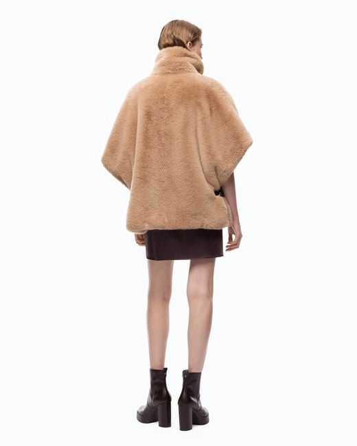 Pinko Brown Faux Fur Cape