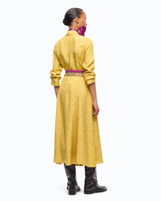 Pinko Yellow Long Shirt Dress With Belt