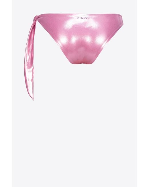 Pinko Pink Wet-effect Laminated Bikini Briefs