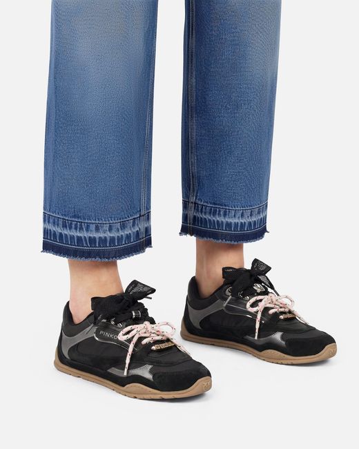 Pinko White Sneakers With Double Laces And Logo Details