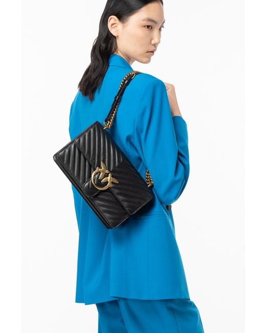 Pinko Black Classic Love Bag One Chevron