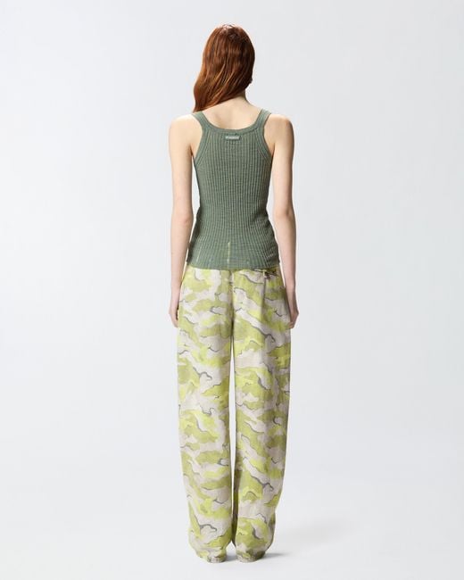 Pinko Green Ribbed Vest Top With Logo