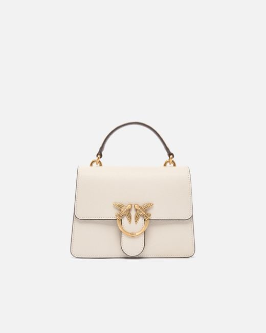 Borsa A Mano Piccola Mini Love Bag Top Handle Light di Pinko in White
