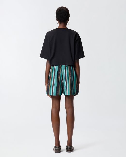 Pinko Blue Cropped T-Shirt With Love Birds Embroidery