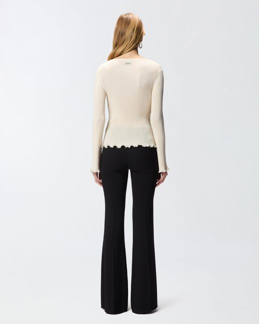 Pinko Natural Ribbed Sweater With Jewel Edges