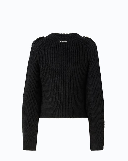 Pinko Black Ribbed Sweater With Small Pocket