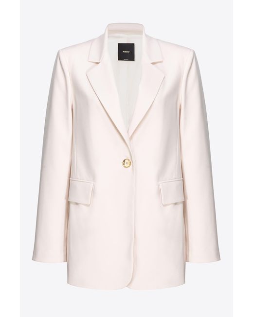 Pinko Single-breasted Stretch Crêpe Blazer in Natural