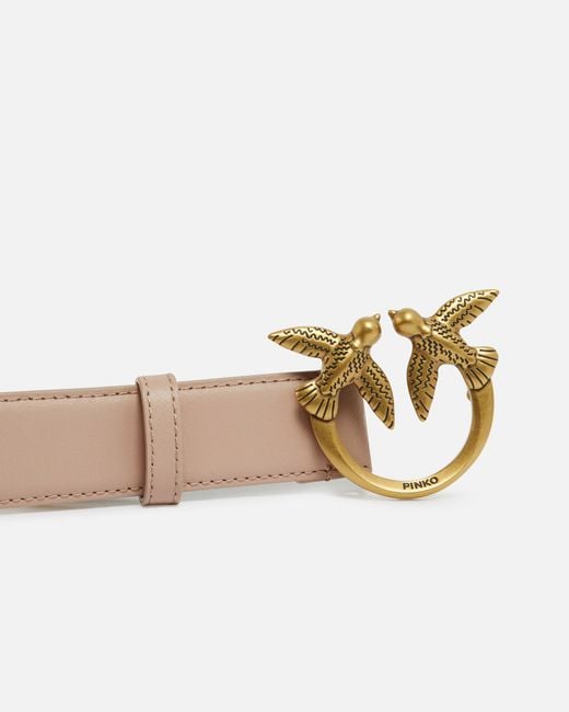 Pinko White Love Birds Leather Belt 3Cm