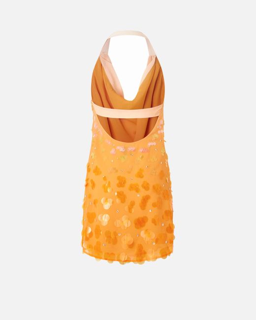 Pinko Orange Gradient Mini Dress With Sequins And Open Back