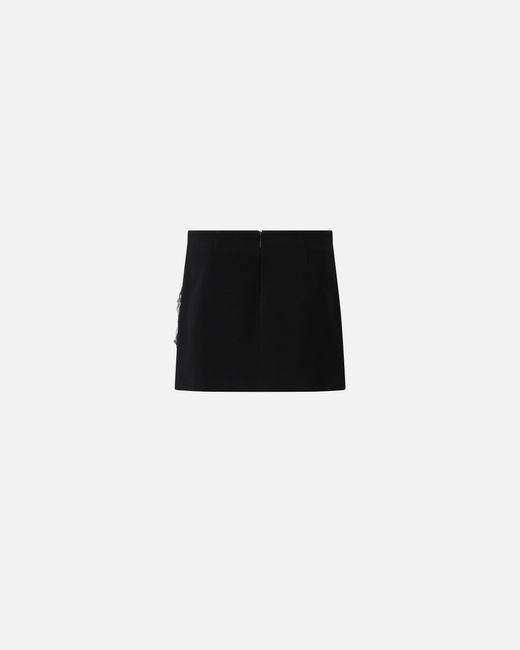 Pinko Black Mini Skirt With Embroidered Jewel Rose
