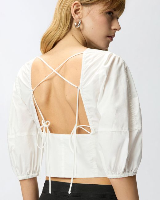 Pinko White Cropped Backless Blouse