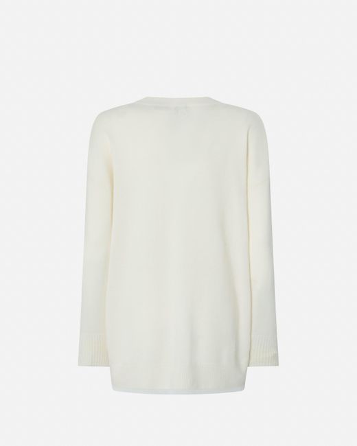 Pinko White Cashmere-blend V-neck Cardigan