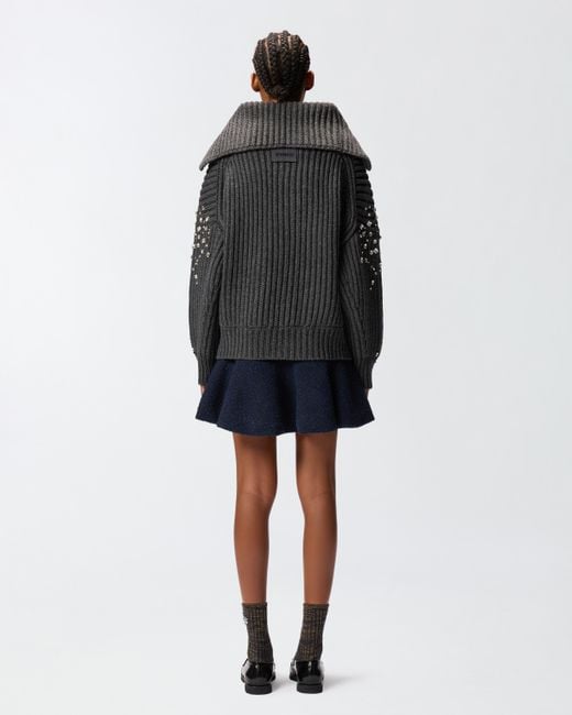 Pinko Black Cardicoat With Rhinestones