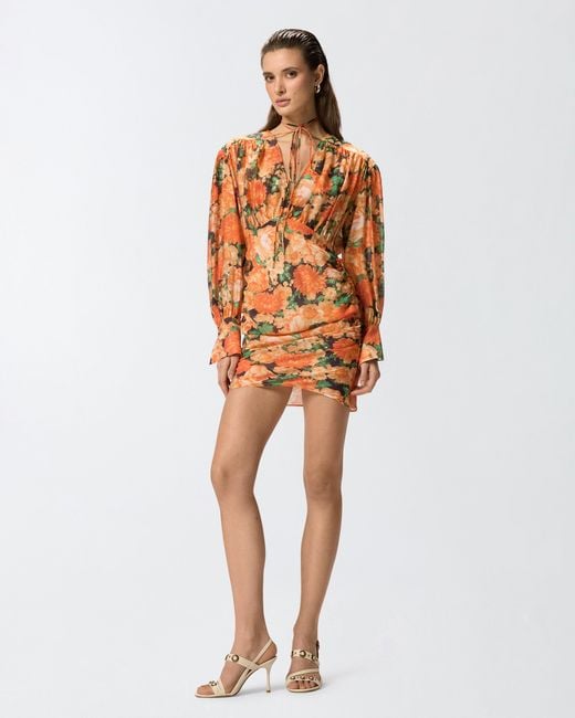 Pinko Orange Botanic Garden Floral-Print Mini Dress