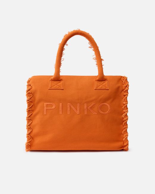 Pinko Orange Medium Beach Shopping Tote