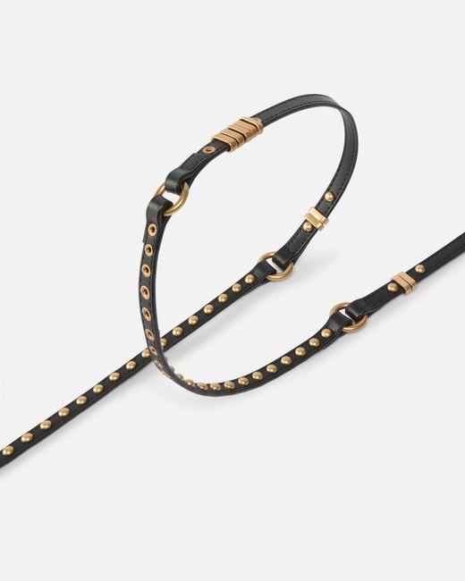 Pinko White Double-Wrap Leather Belt With Studs And Branded Rings, 1 Cm