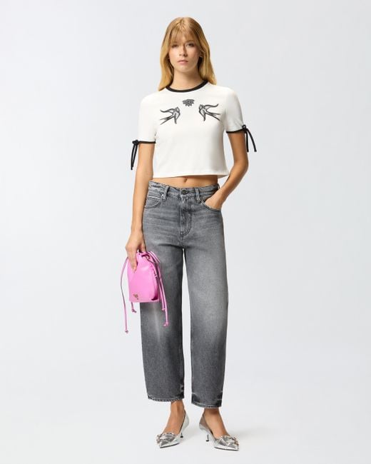 Pinko Natural Cropped Love Birds T-shirt