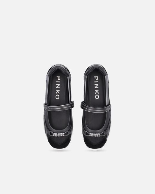 Pinko White Sporty Ballet Flats With Inserts And Lettering