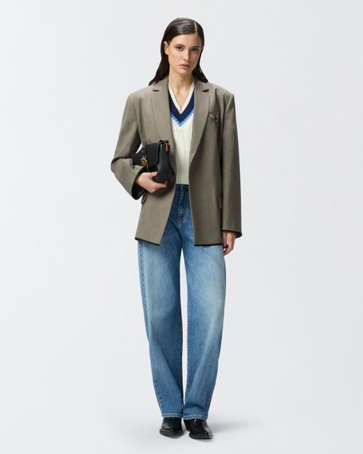 Pinko Blue Varsity-style Knit Vest With Embroidery