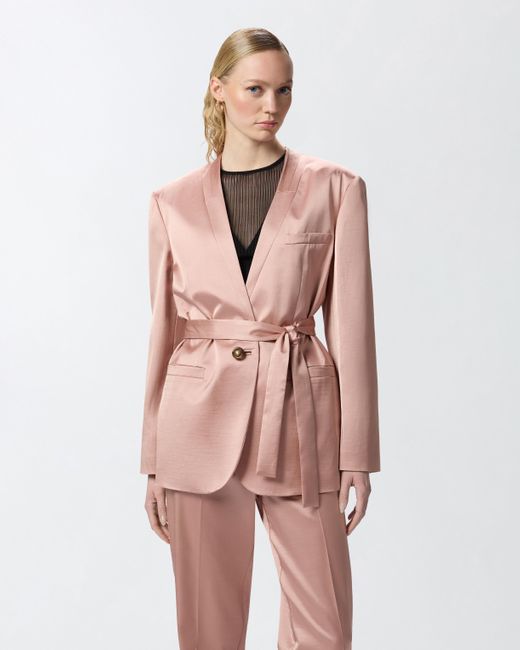 Pinko Pink Special-occasion Satin Blazer With Belt