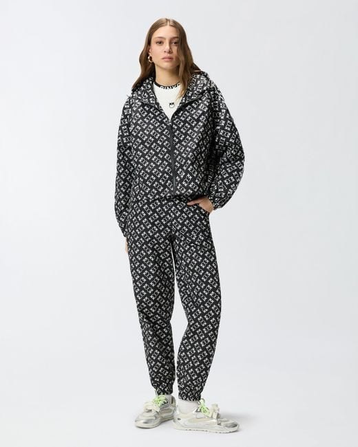 Pinko Black Sporty Jacket With All-Over Love Birds Logo