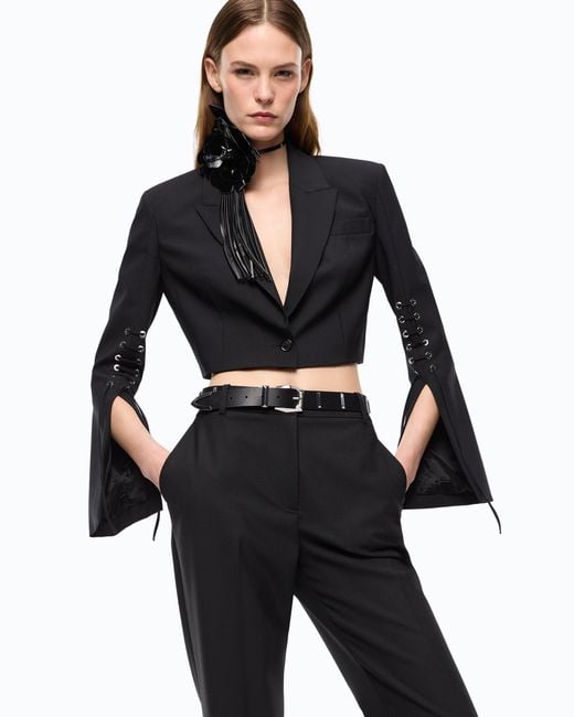 Pinko Black Spencer Jacket With Slits And Laces