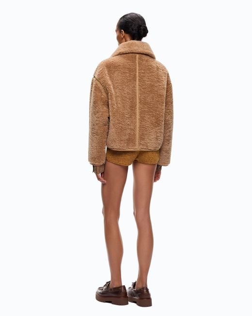 Pinko Brown Shearling-Effect Pea Coat