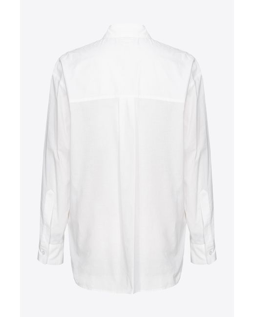 Pinko White Muslin Shirt With Fringing