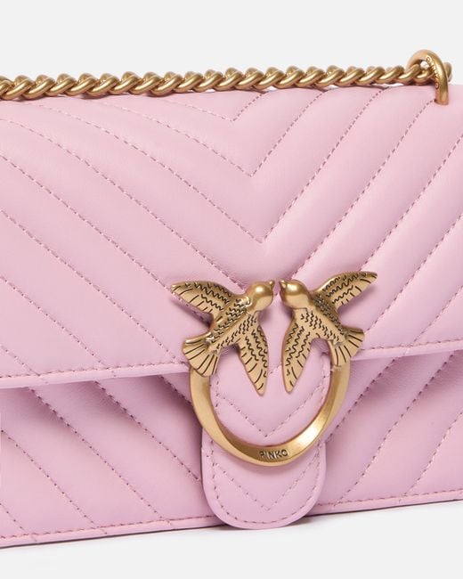 Pinko Pink Small Shoulder Bag Love Bag One Chevron