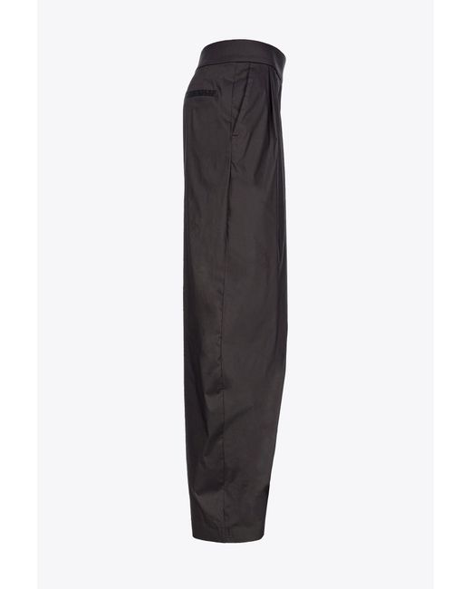 Pinko Black Wide-leg Technical Poplin Trousers