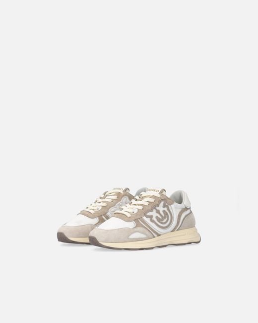 Pinko White Suede Sneakers With Logo