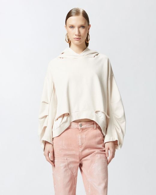Sudadera Oversize Con Detalles De Sarga Pinko de color White