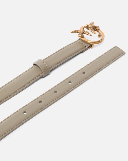 Pinko White Love Birds Thin Leather Belt 2Cm