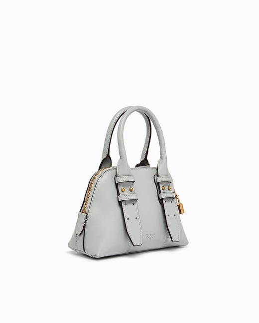Pinko White Leather Mini Escape Bag Bowling Bag