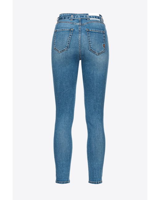 Pinko Blue Stretch Skinny Jeans With Belt