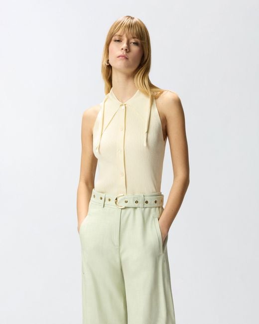 Pinko Natural Top With Bandana Knot And Buttons