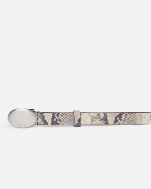 Pinko White Python-Print Belt With Oval Buckle, 2 Cm