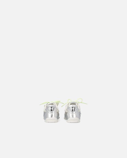 Pinko White Laminated Sneakers With Double Laces And Jewel Details
