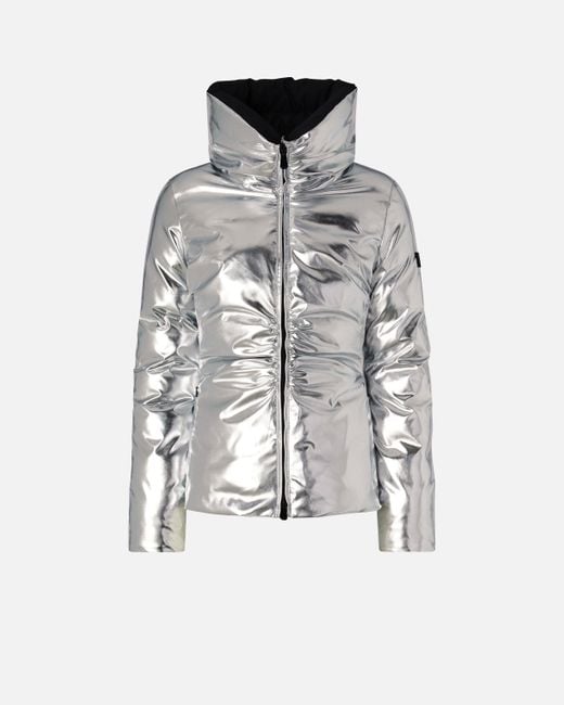Pinko Metallic Down Jacket In Mirror-effect Fabric