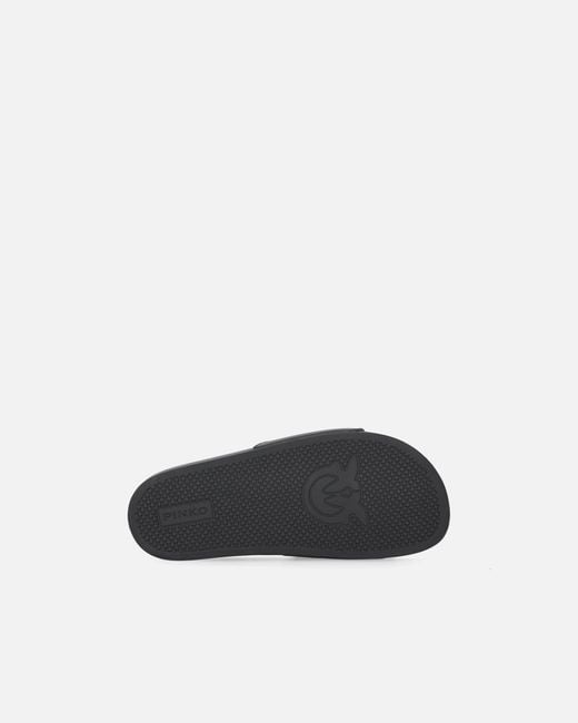 Pinko White Rubber Slip-On Sandals With Love Birds Maxi Logo