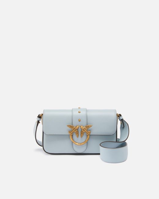 Pinko Blue Soft Leather Shoulder Bag Mini Love Bag