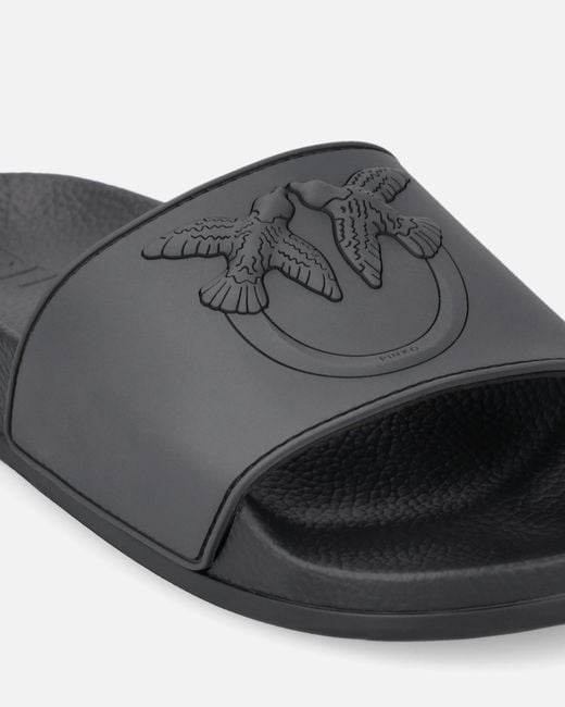 Pinko White Rubber Slip-On Sandals With Love Birds Maxi Logo