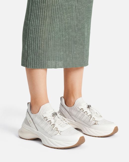 Pinko White Knitted Sneakers With Laces And Cord Lock