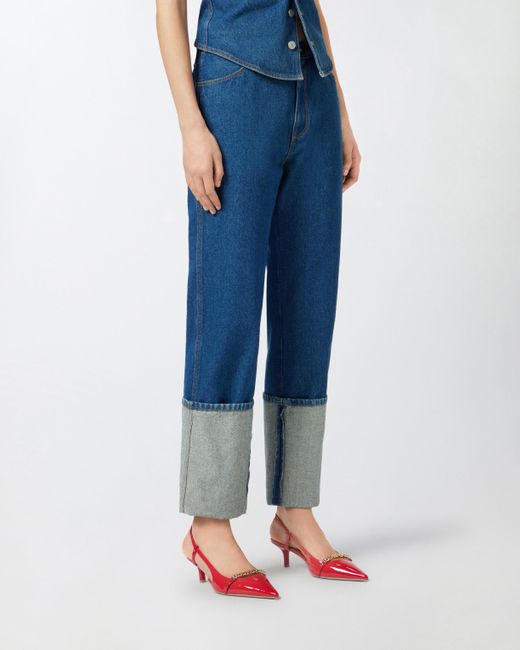 Vaqueros Rectos Con Vuelta Reimagine X Patrick Mcdowell Pinko de color Blue