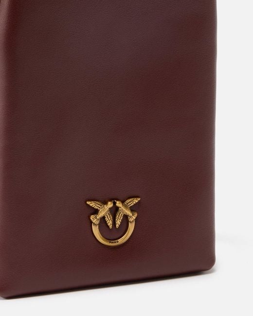 Pinko Purple Leather Smartphone Case With Shoulder Strap