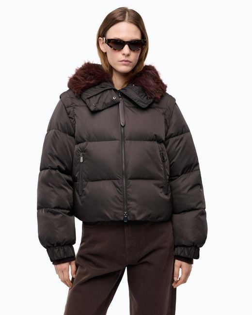 Pinko Black Short Down Jacket With Detachable Sleeves