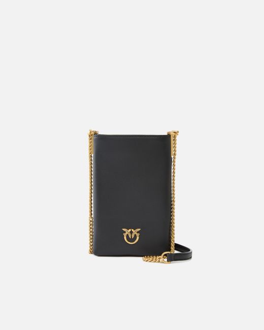 Pinko White Leather Smartphone Case With Shoulder Strap