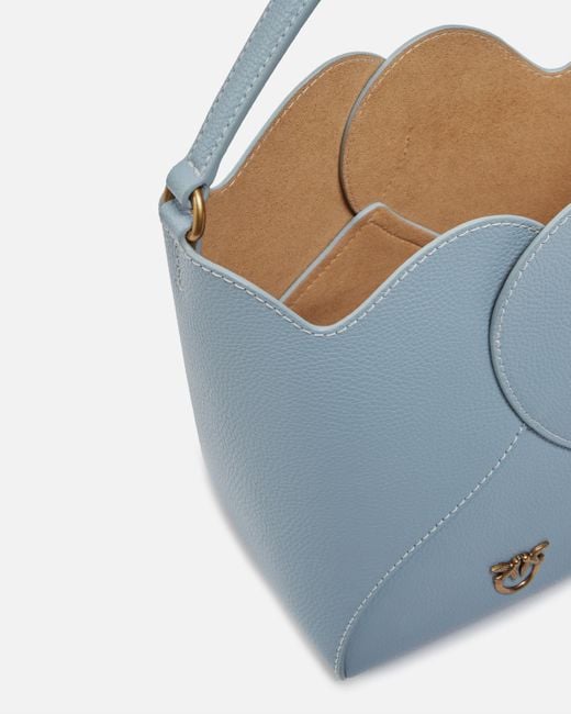 Pinko Heart Mini Leather Bucket Bag With Shoulder Strap in